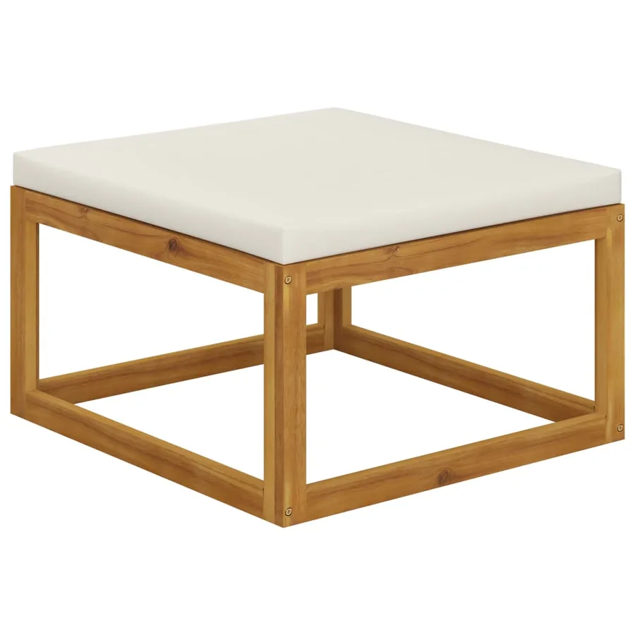 Salon de jardin 10 pcs avec coussin Crème Bois d'acacia solide - 16