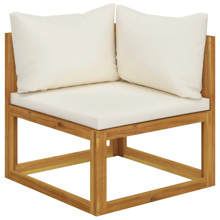 Salon de jardin 10 pcs avec coussin Crème Bois d'acacia solide - 4