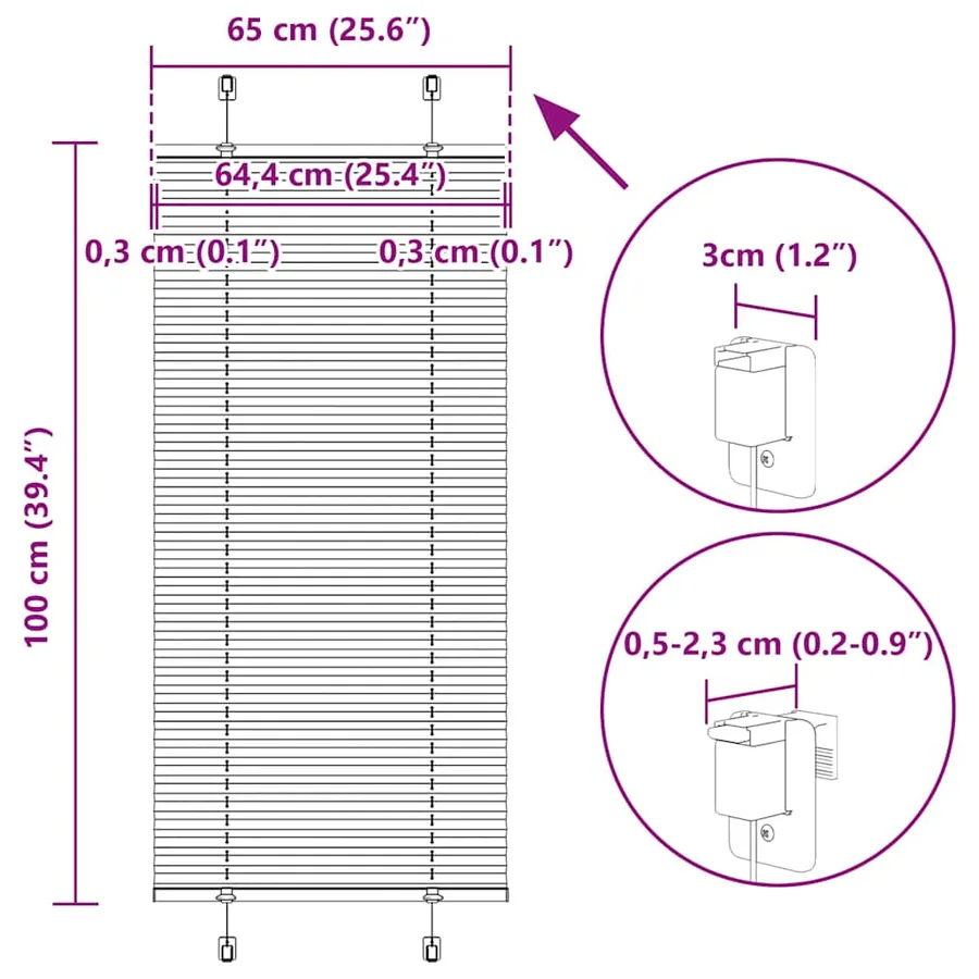 Store plissé crème 65x100 cm largeur du tissu 64,4 cm polyester - 14