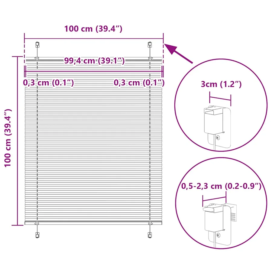 Store plissé crème 100x100 cm largeur du tissu 99,4cm polyester - 14