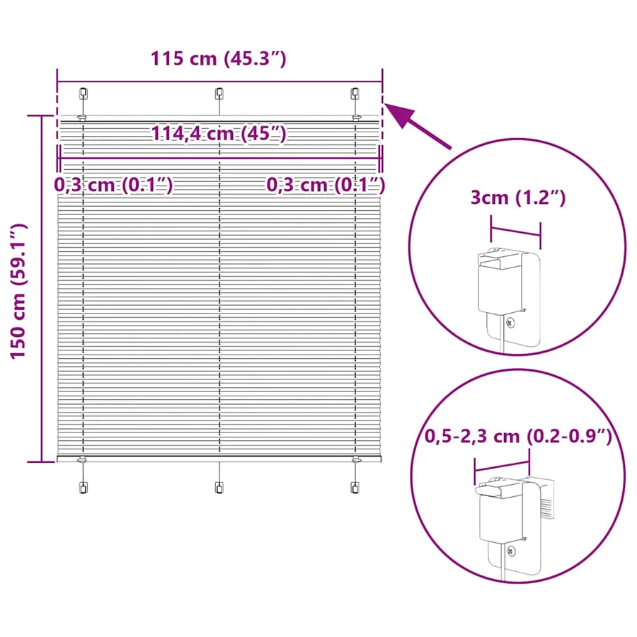 Store plissé bleu 115x150 cm largeur du tissu 114,4cm polyester - 14