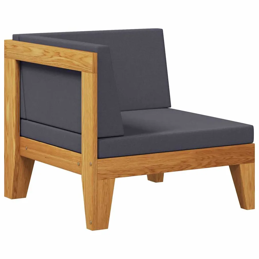 Canapé d'angle sectionnel et coussins gris foncé Bois d'acacia - 2