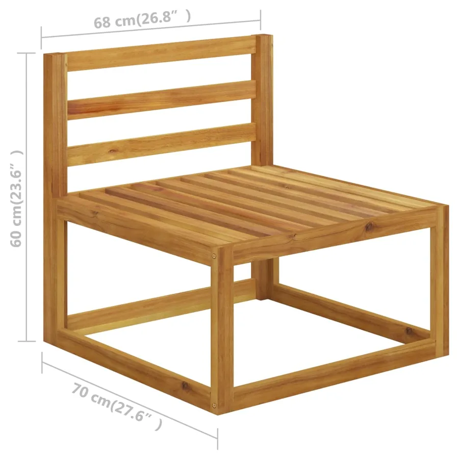 Salon de jardin 8 pcs avec coussin Bois d'acacia solide - 18