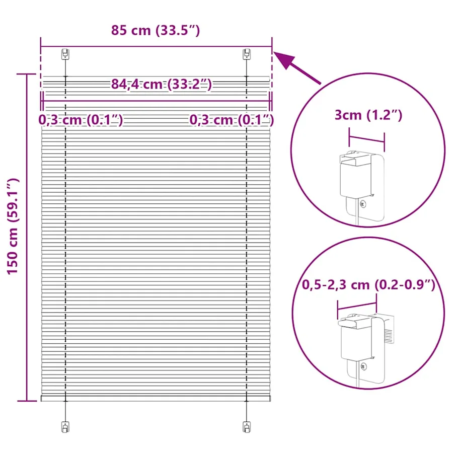 Store plissé crème 85x150 cm largeur du tissu 84,4 cm polyester - 14