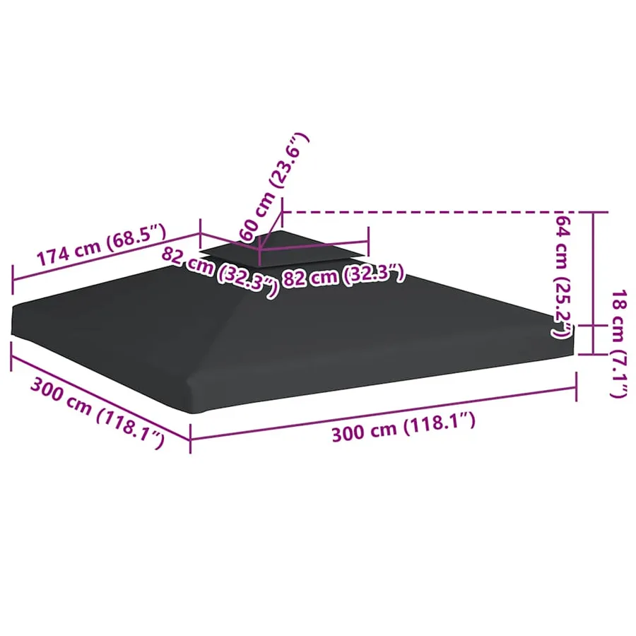 Awning replacement fabric 310 g/m² 3x3 m Dark grey - 6