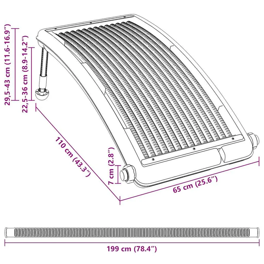 Panneau de chauffage solaire de piscine courbé 110x65 cm - 12