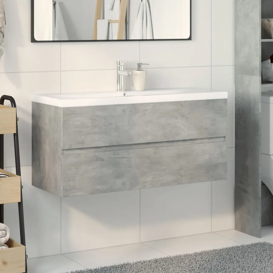 Ensemble de meubles de salle de bain 2 pcs gris béton - 3