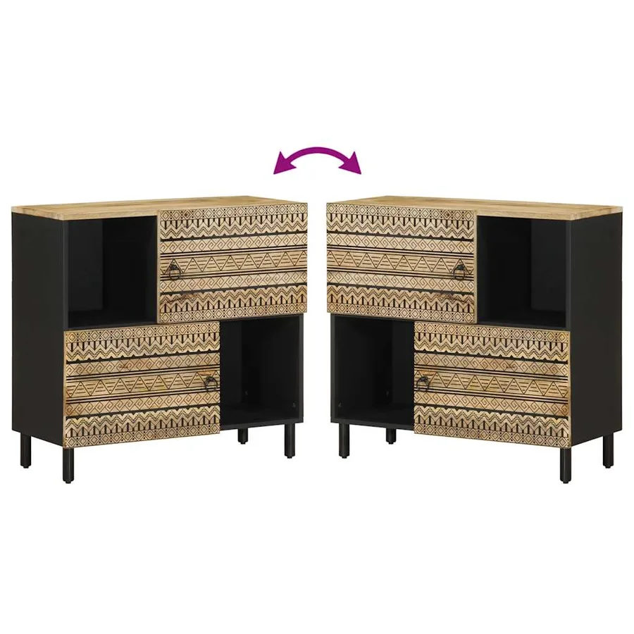 Buffet 80x33,5x75 cm bois de manguier brut massif - 6