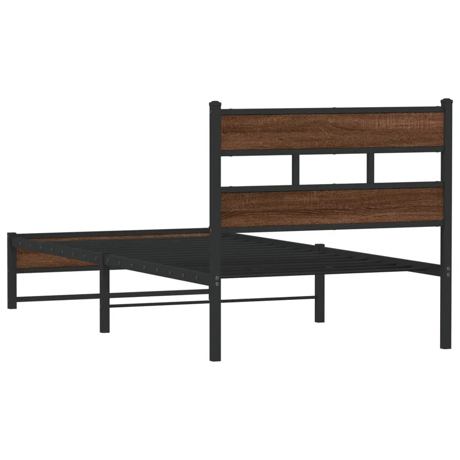 Cadre de lit en métal sans matelas chêne marron 90x190 cm - 6