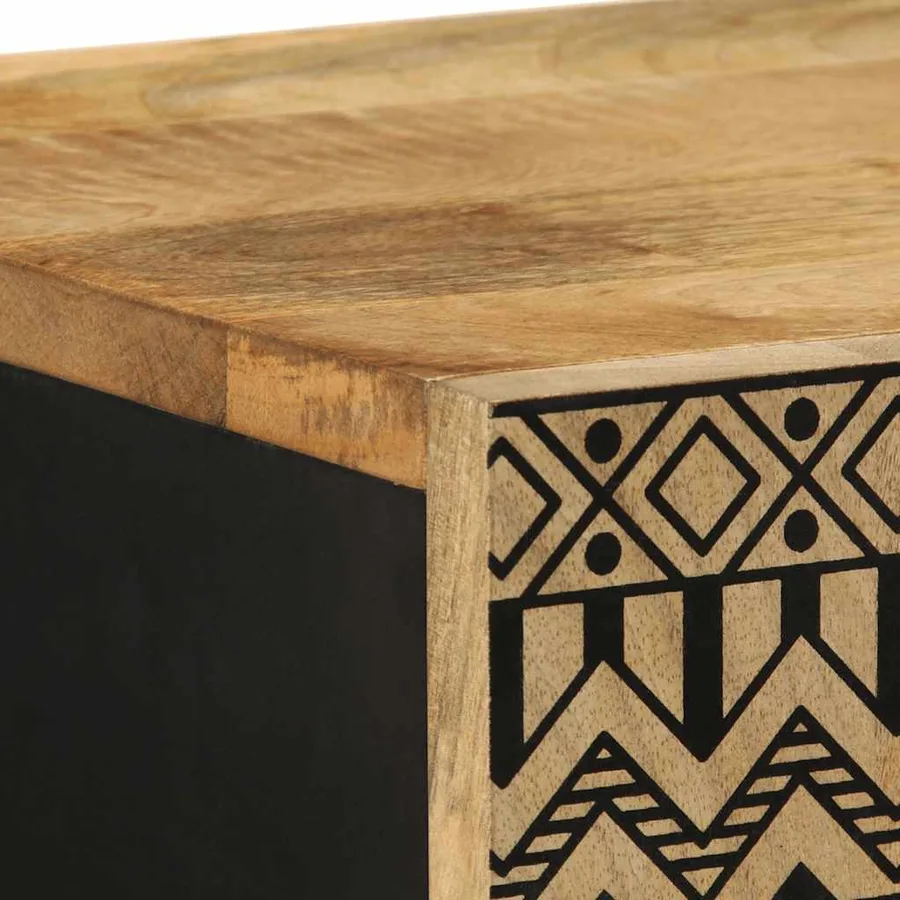 Buffet haut 40x33,5x110 cm bois de manguier brut massif - 7