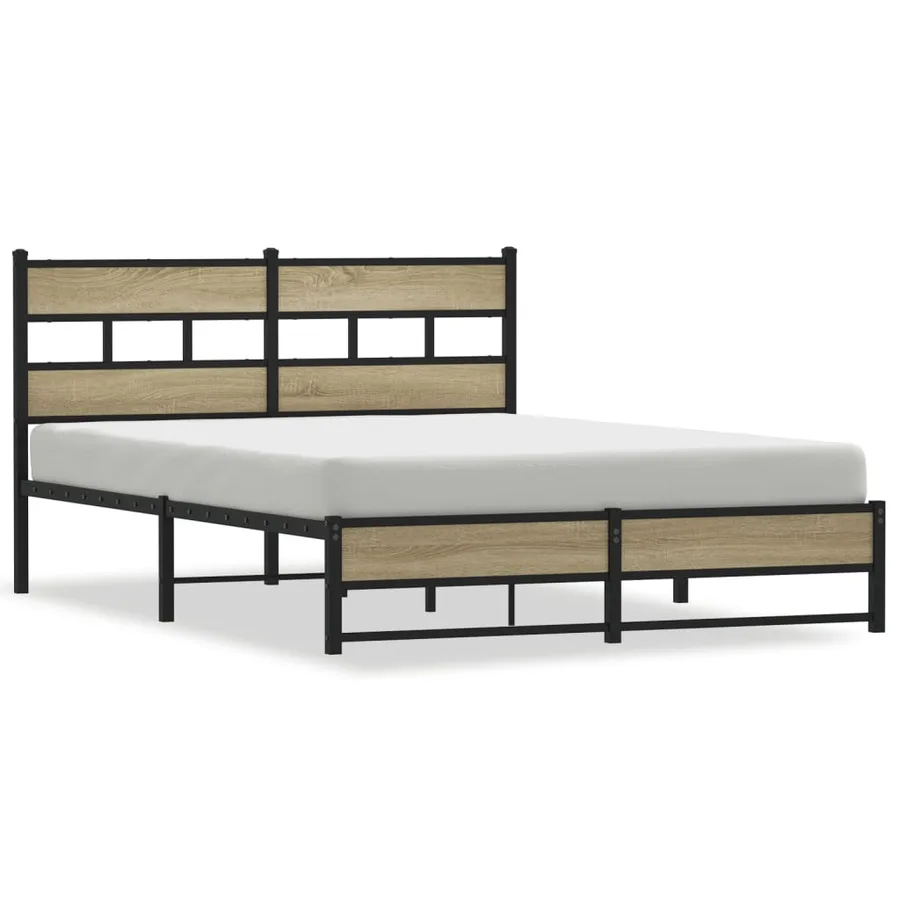 Cadre de lit en métal sans matelas chêne sonoma 160x200 cm - 2