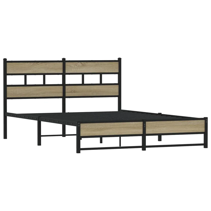 Cadre de lit en métal sans matelas chêne sonoma 160x200 cm - 3