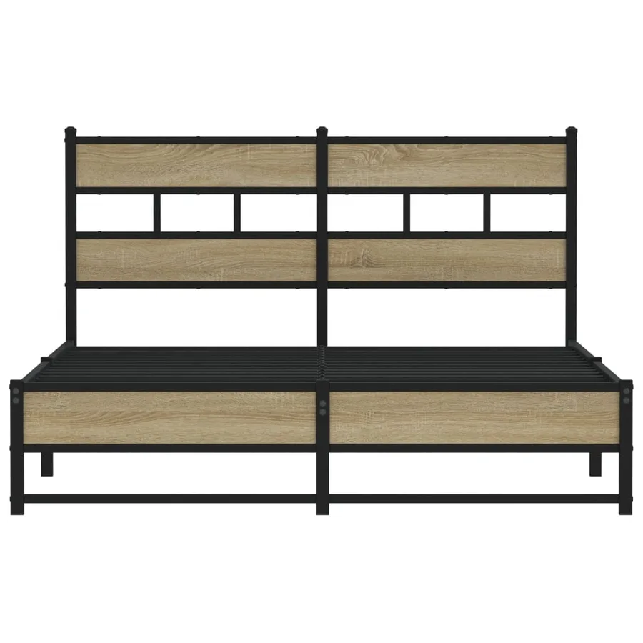 Cadre de lit en métal sans matelas chêne sonoma 160x200 cm - 4