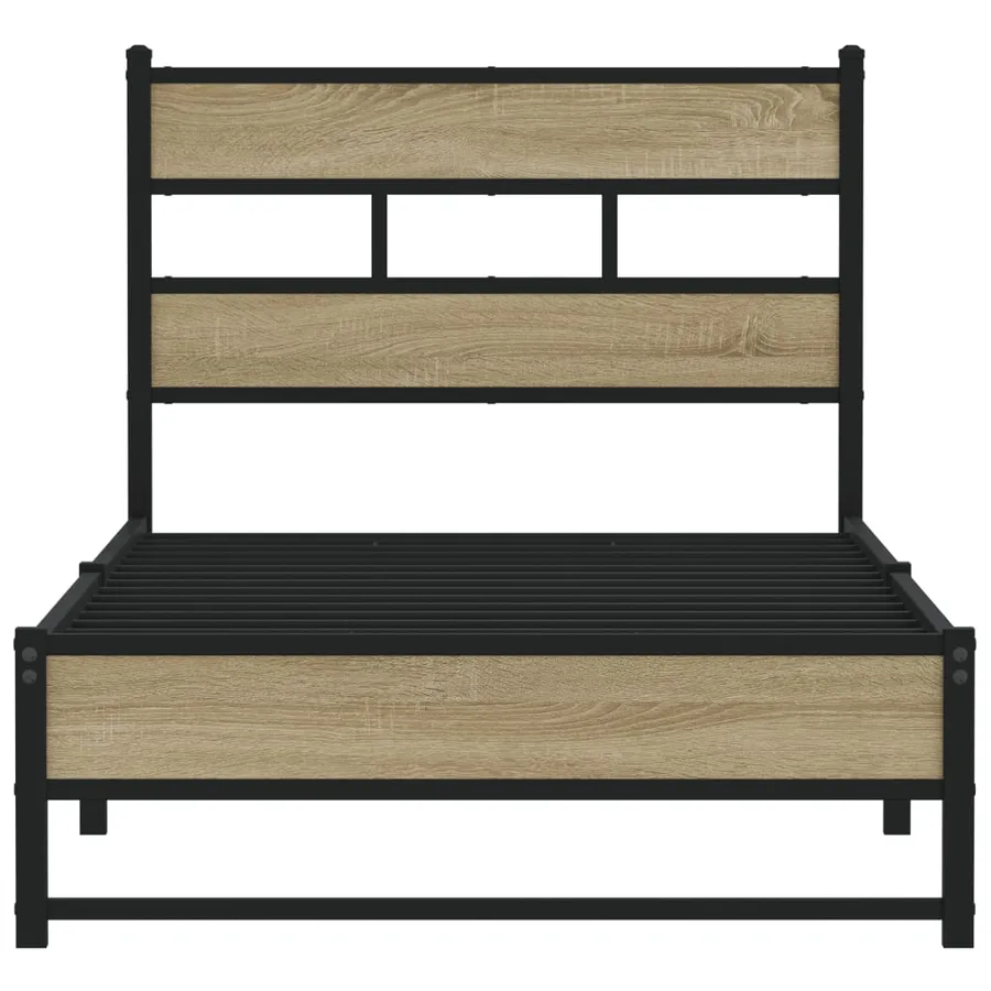 Cadre de lit en métal sans matelas chêne sonoma 107x203 cm - 4