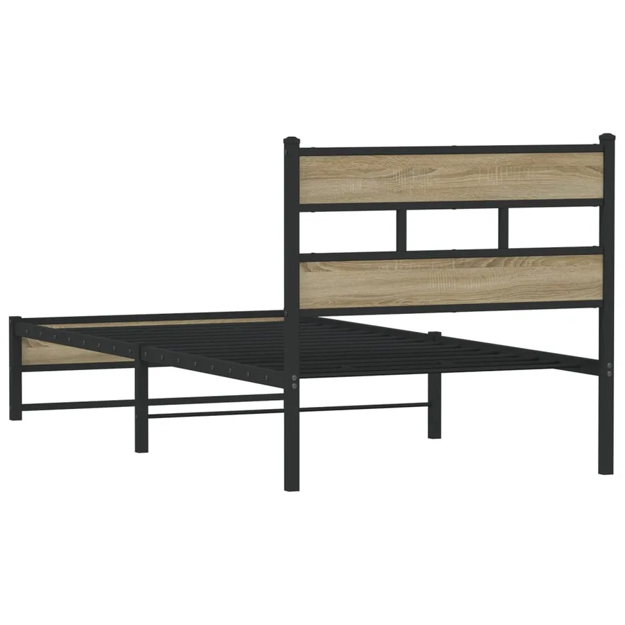Cadre de lit en métal sans matelas chêne sonoma 107x203 cm - 6