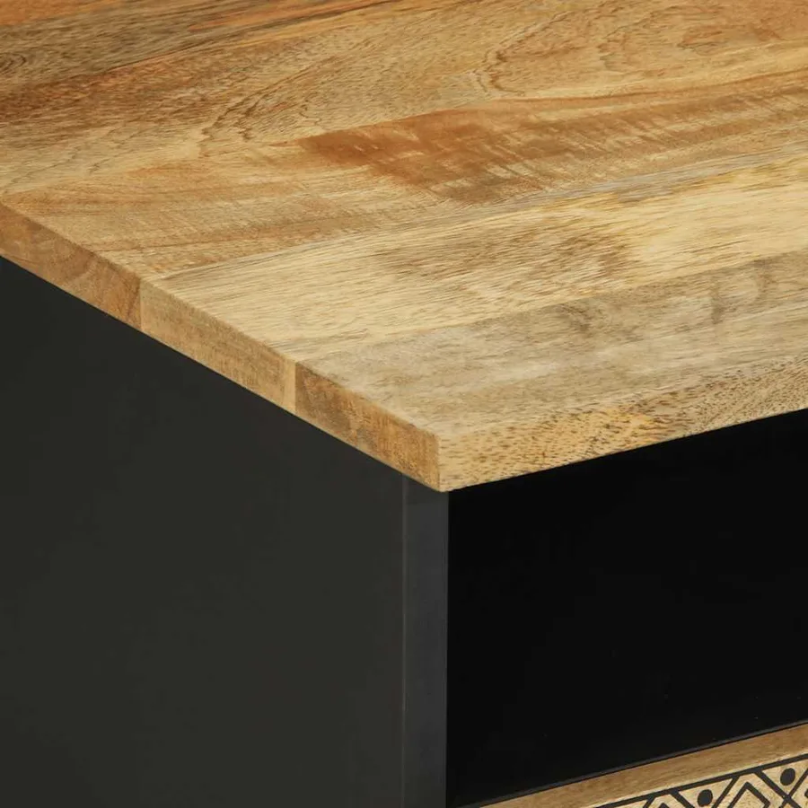 Table basse noir 80x54x40 cm bois massif de manguier brut - 6