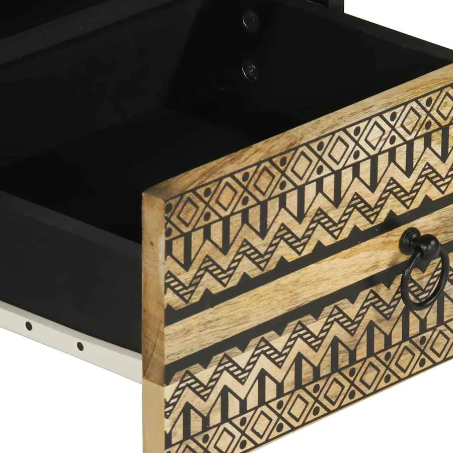 Table basse noir 80x54x40 cm bois massif de manguier brut - 7