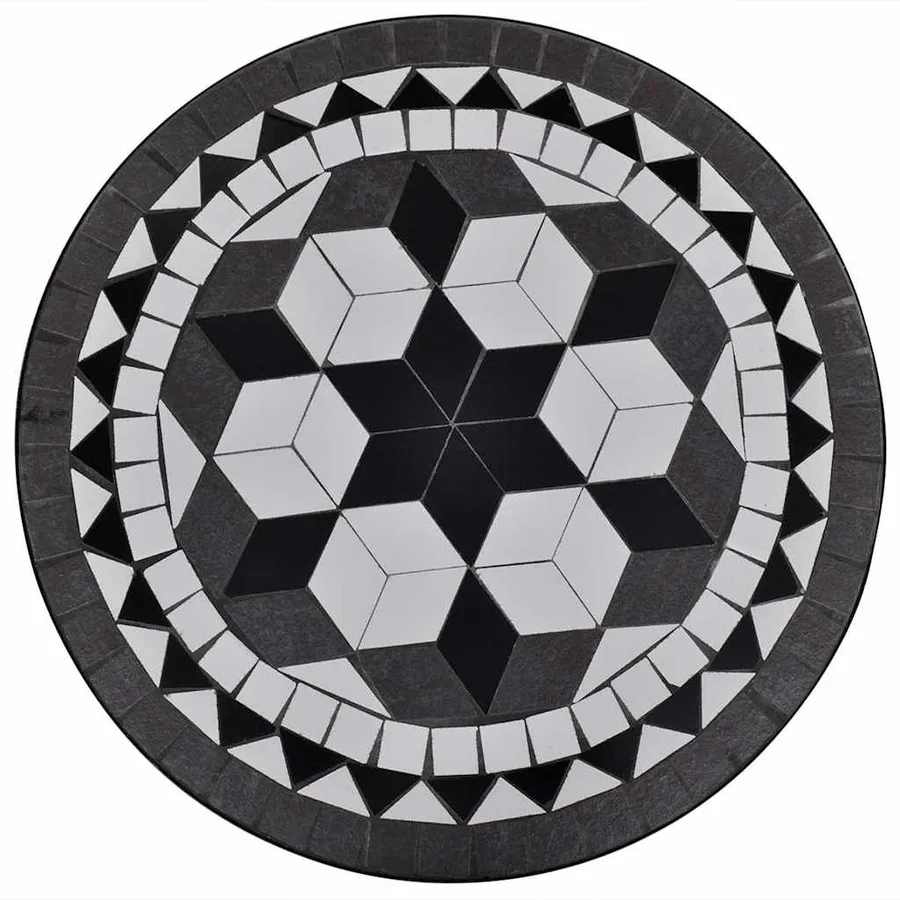 Table de bistro Noir et blanc 60 cm Mosaïque - 2