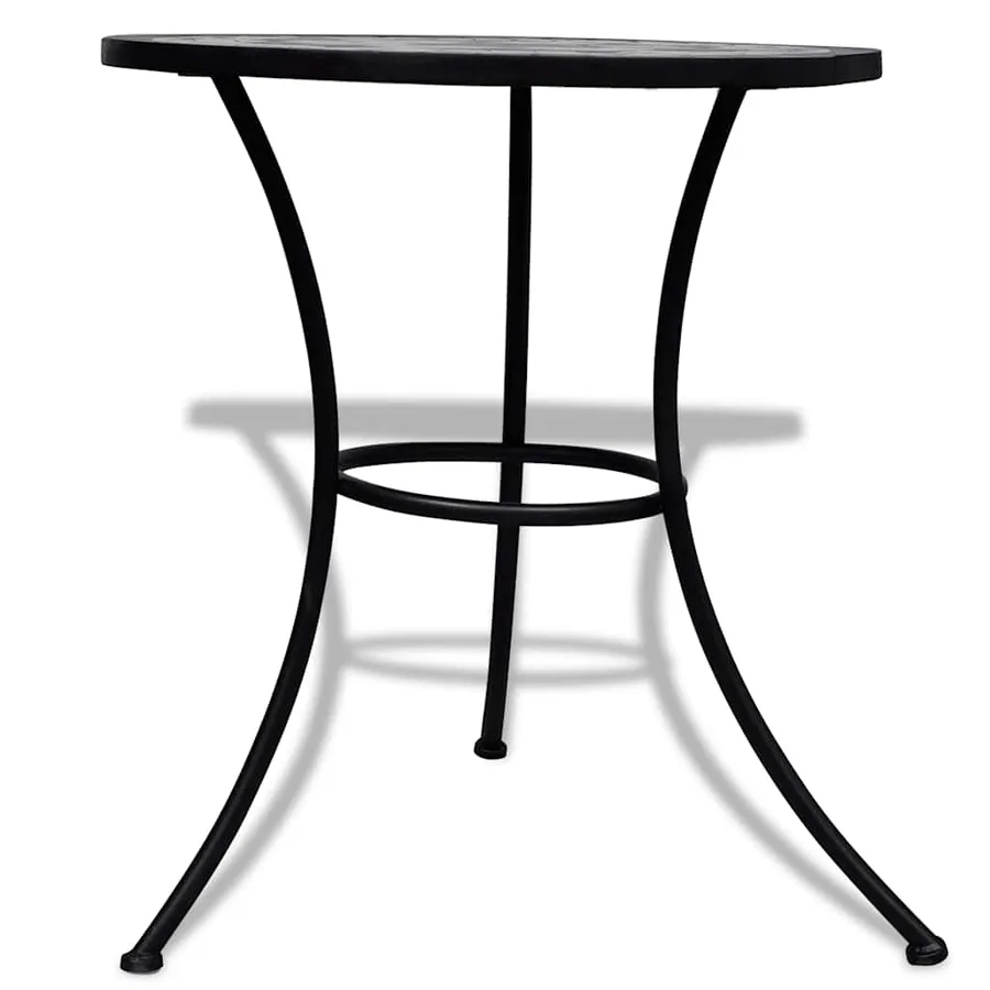 Table de bistro Noir et blanc 60 cm Mosaïque - 3