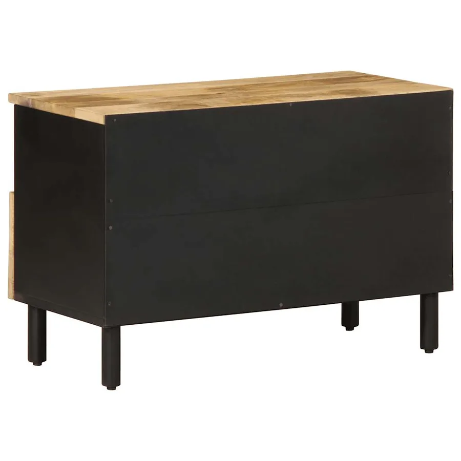 Meuble TV noir 70x33,5x46 cm bois massif manguier brut - 5