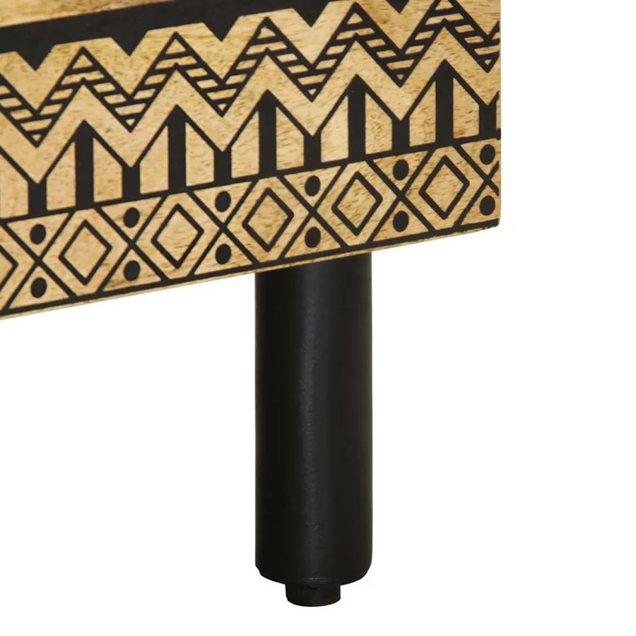 Table de chevet noir 40x33x46 cm bois de manguier massif brut - 8