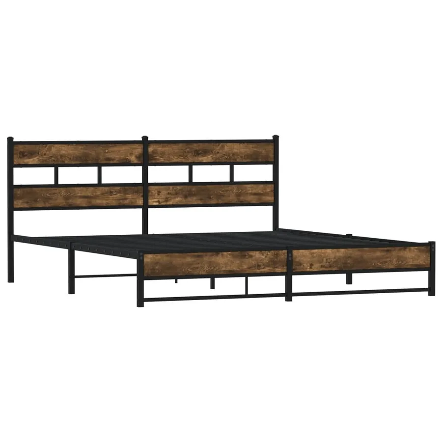 Cadre de lit en métal sans matelas chêne fumé 200x200 cm - 3