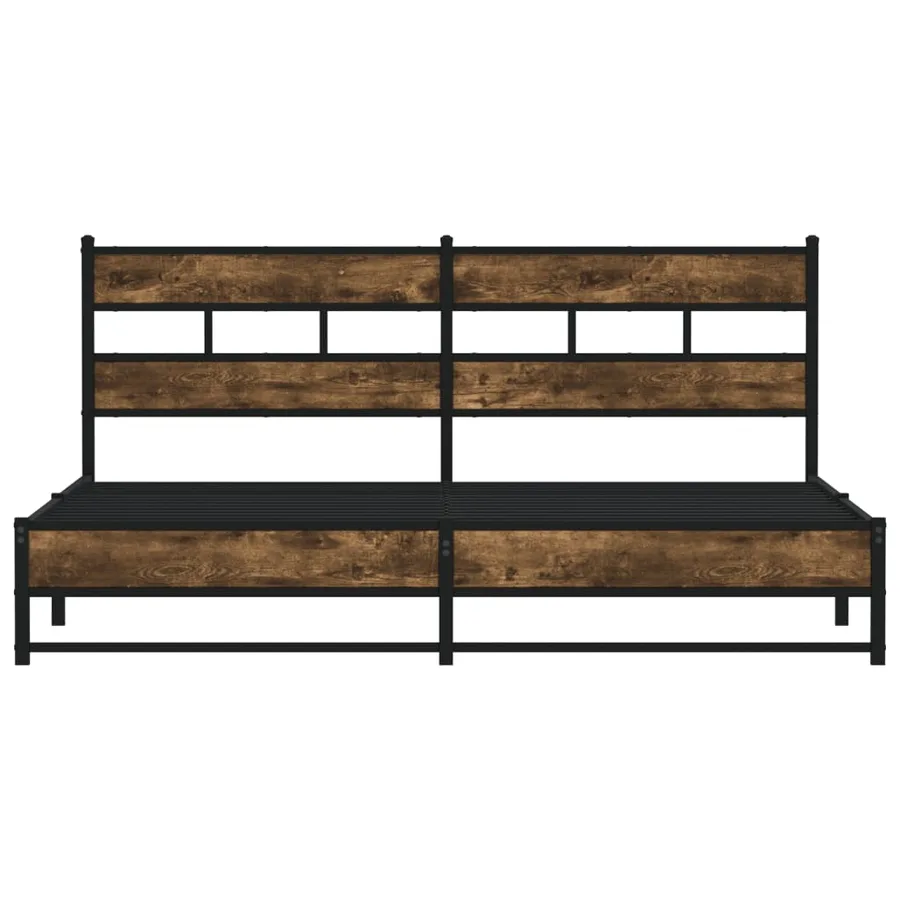Cadre de lit en métal sans matelas chêne fumé 200x200 cm - 4