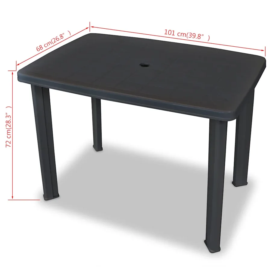 Table de jardin Anthracite 101 x 68 x 72 cm Plastique - 6