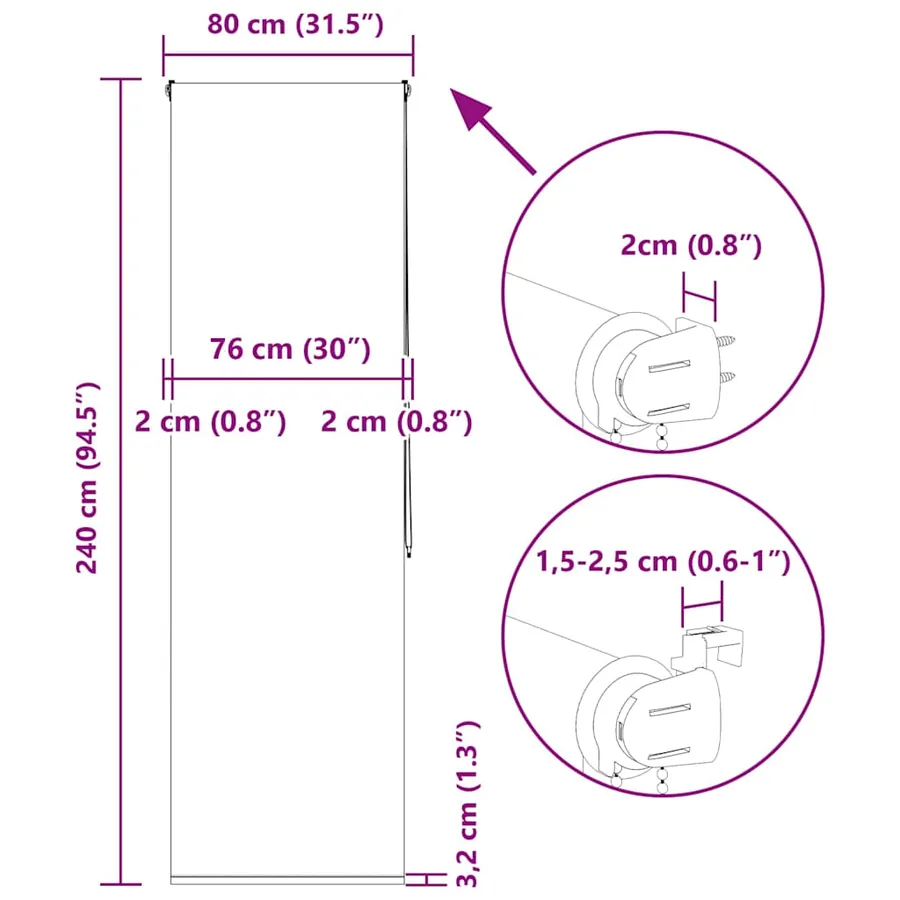 Store enrouleur de douche 80x240 cm largeur du tissu 76 cm - 15