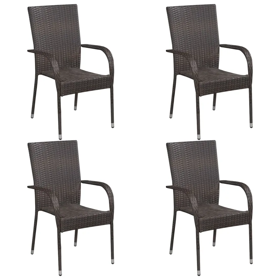 Ensemble à manger de jardin 5 pcs Résine tressée Marron - 5