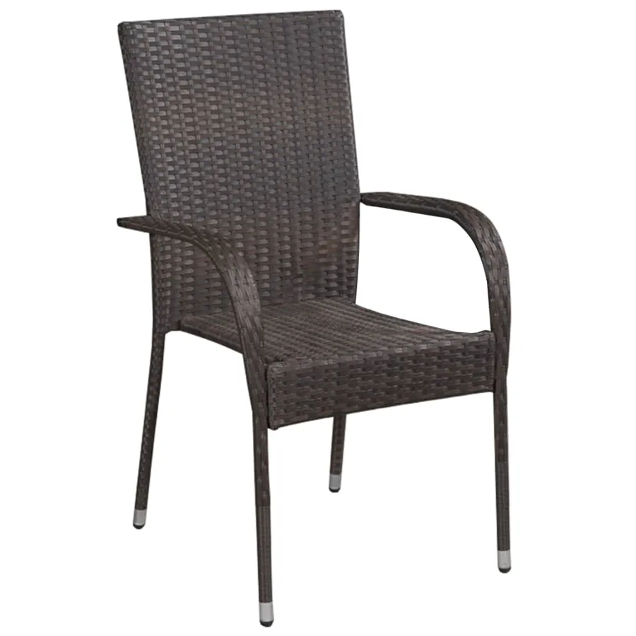 Ensemble à manger de jardin 5 pcs Résine tressée Marron - 6