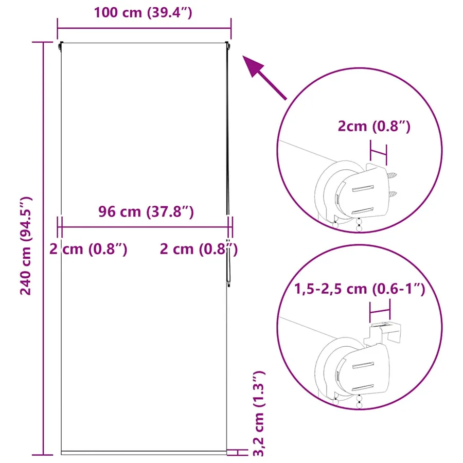 Store enrouleur de douche 100x240 cm largeur du tissu 96 cm - 15