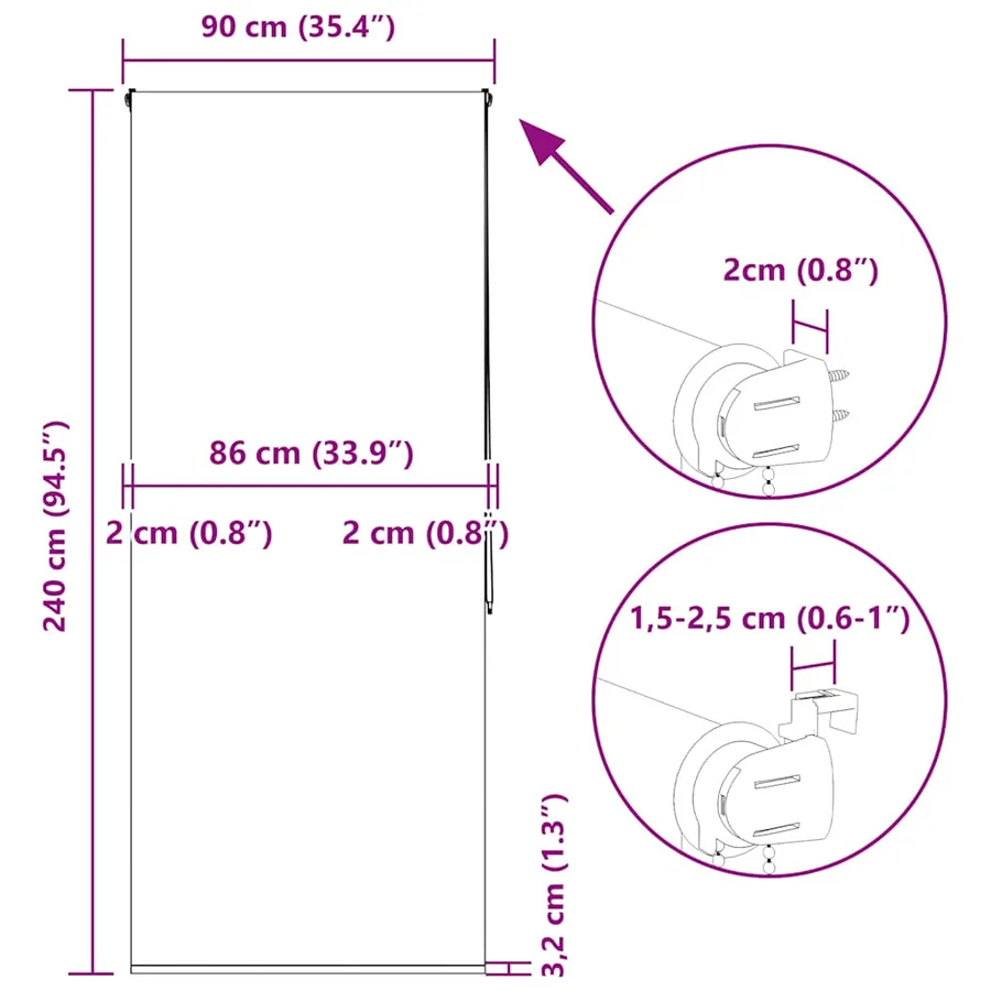 Store enrouleur de douche 90x240 cm largeur du tissu 86 cm - 15