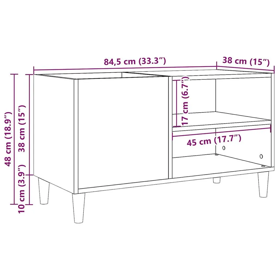 Armoire à disques vieux bois 84,5x38x48 cm bois d'ingénierie - 10