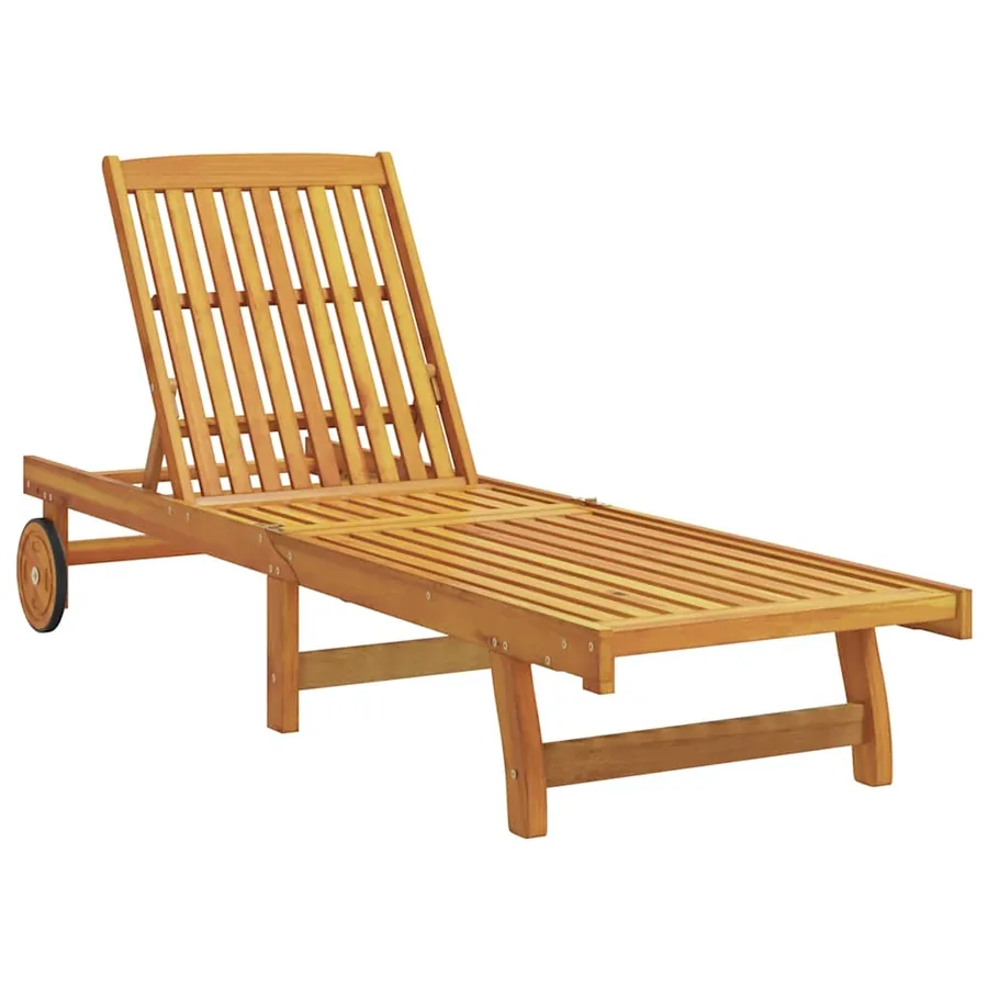 Chaises longues lot de 2 avec table bois massif d'acacia - 4