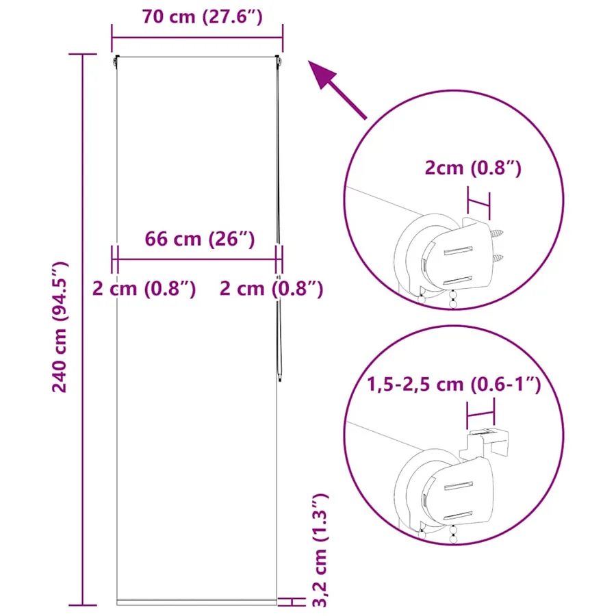 Store enrouleur de douche 70x240 cm largeur du tissu 66 cm - 15