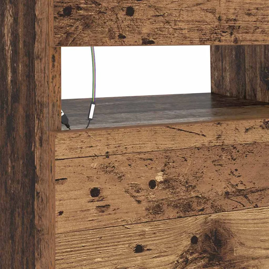 Meuble TV avec lumières LED vieux bois bois d'ingénierie - 11