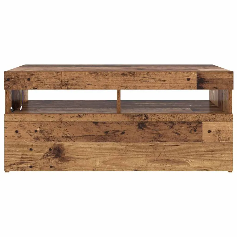 Meuble TV avec lumières LED vieux bois bois d'ingénierie - 7