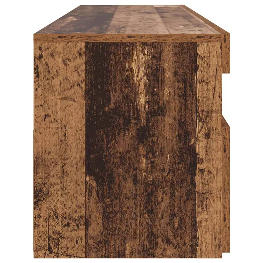 Meuble TV avec lumières LED vieux bois bois d'ingénierie - 8