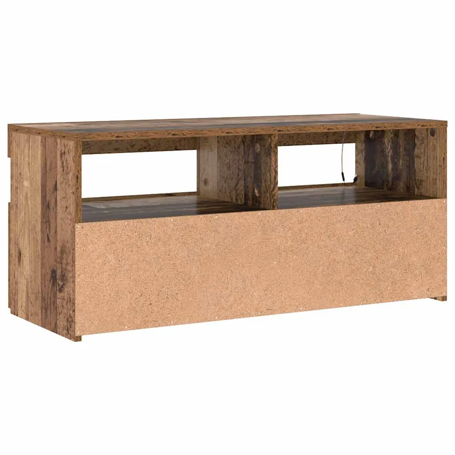 Meuble TV avec lumières LED vieux bois bois d'ingénierie - 9