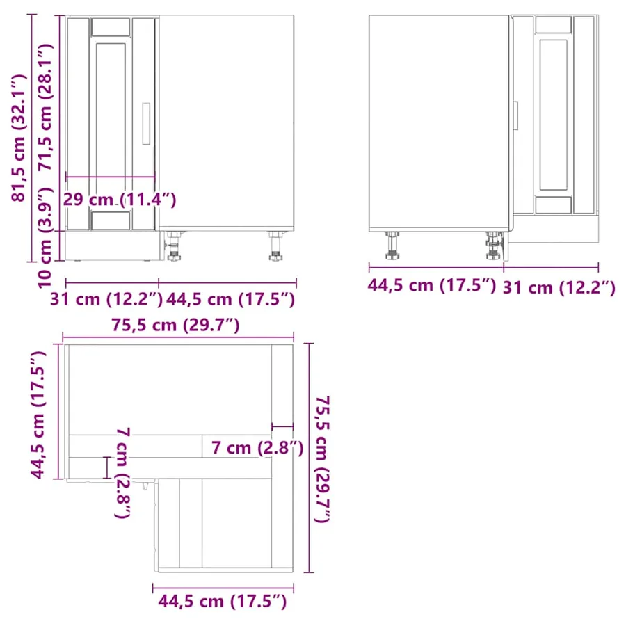 Armoire d'angle de cuisine Porto blanc bois d'ingénierie - 12
