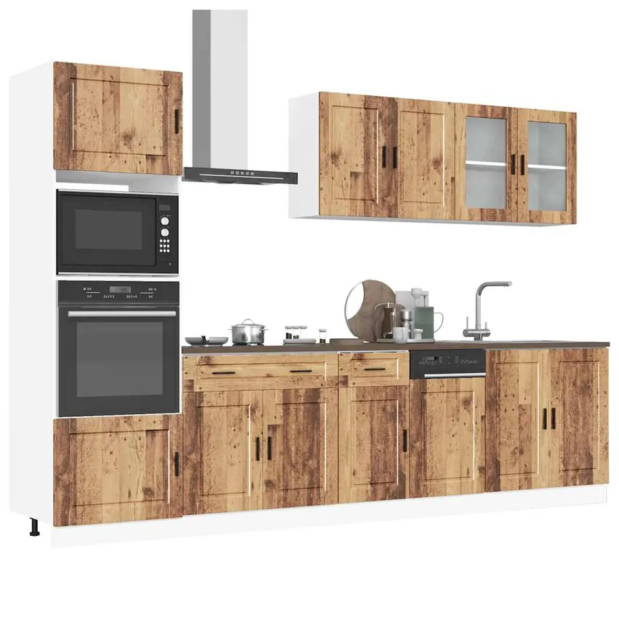 Ensemble de 7 meubles de cuisine "Porto" en bois d'ingénierie vieilli