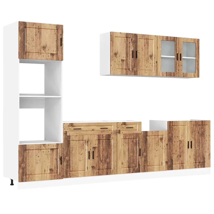Ensemble de 7 meubles de cuisine "Porto" en bois d'ingénierie vieilli - 2
