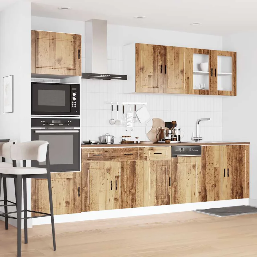 Ensemble de 7 meubles de cuisine "Porto" en bois d'ingénierie vieilli - 3