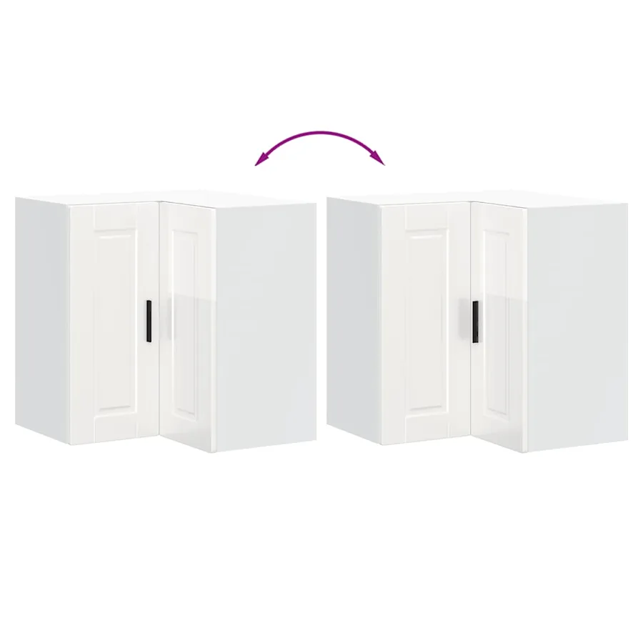 Armoire murale d'angle de cuisine Porto blanc brillant - 8