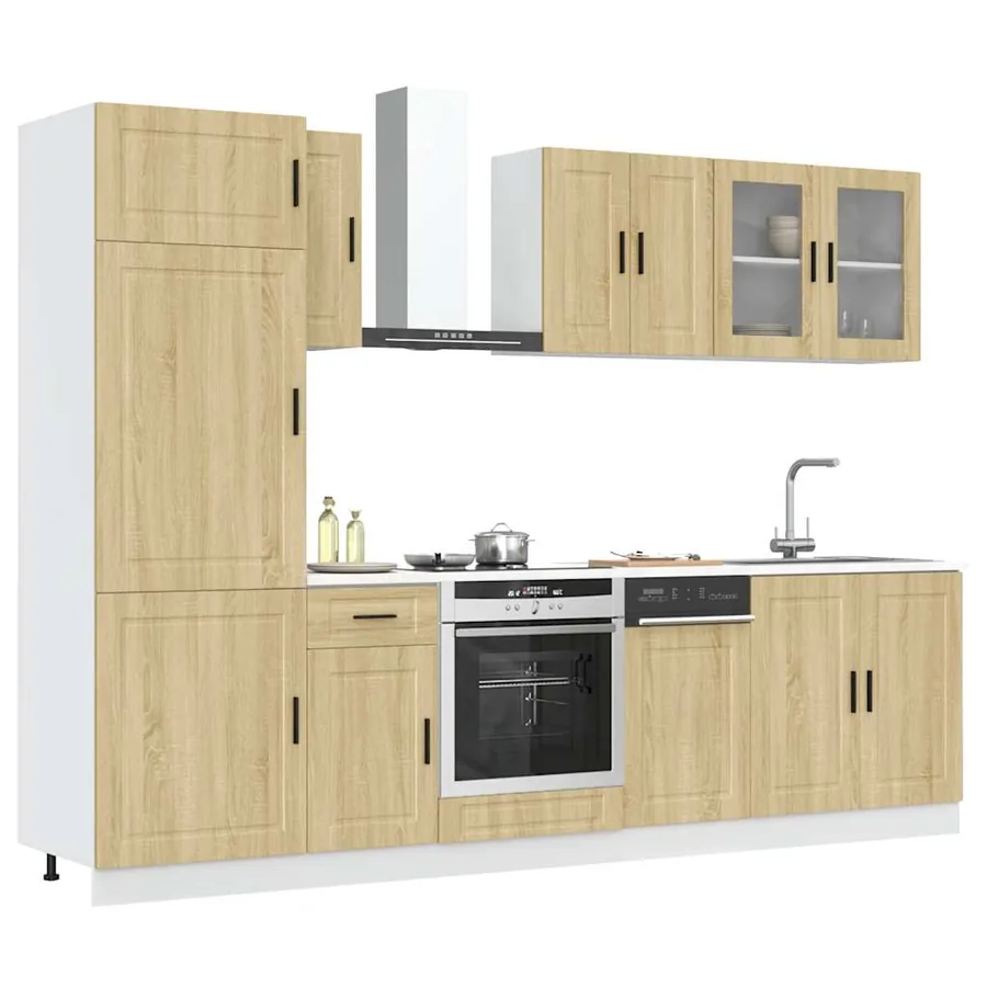 Ensemble de 8 meubles de cuisine "Porto" en chêne Sonoma