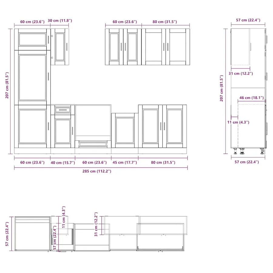 Ensemble de 8 meubles de cuisine "Porto" en chêne Sonoma - 8