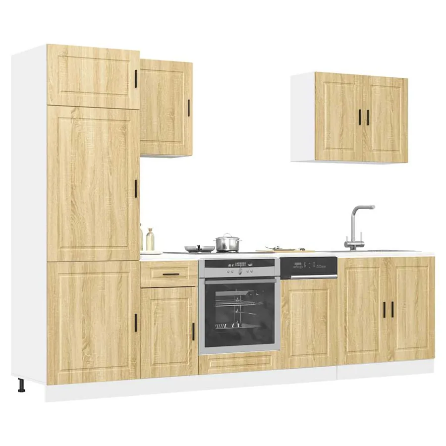 Ensemble de 7 meubles de cuisine "Porto" en chêne Sonoma