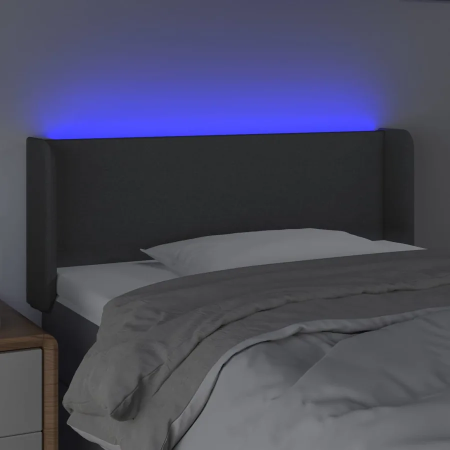 Tête de lit à LED Gris foncé 83x16x78/88 cm Tissu - 4
