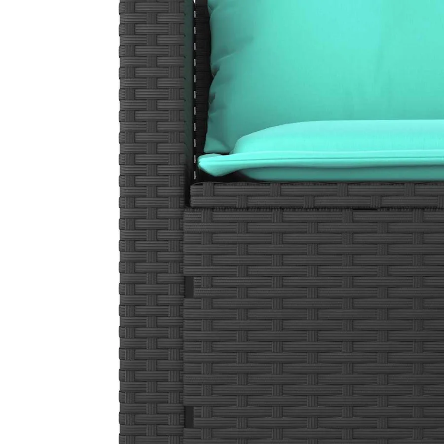 Ensemble de canapé de jardin 3 pcs avec coussins noir résine tressée - 10